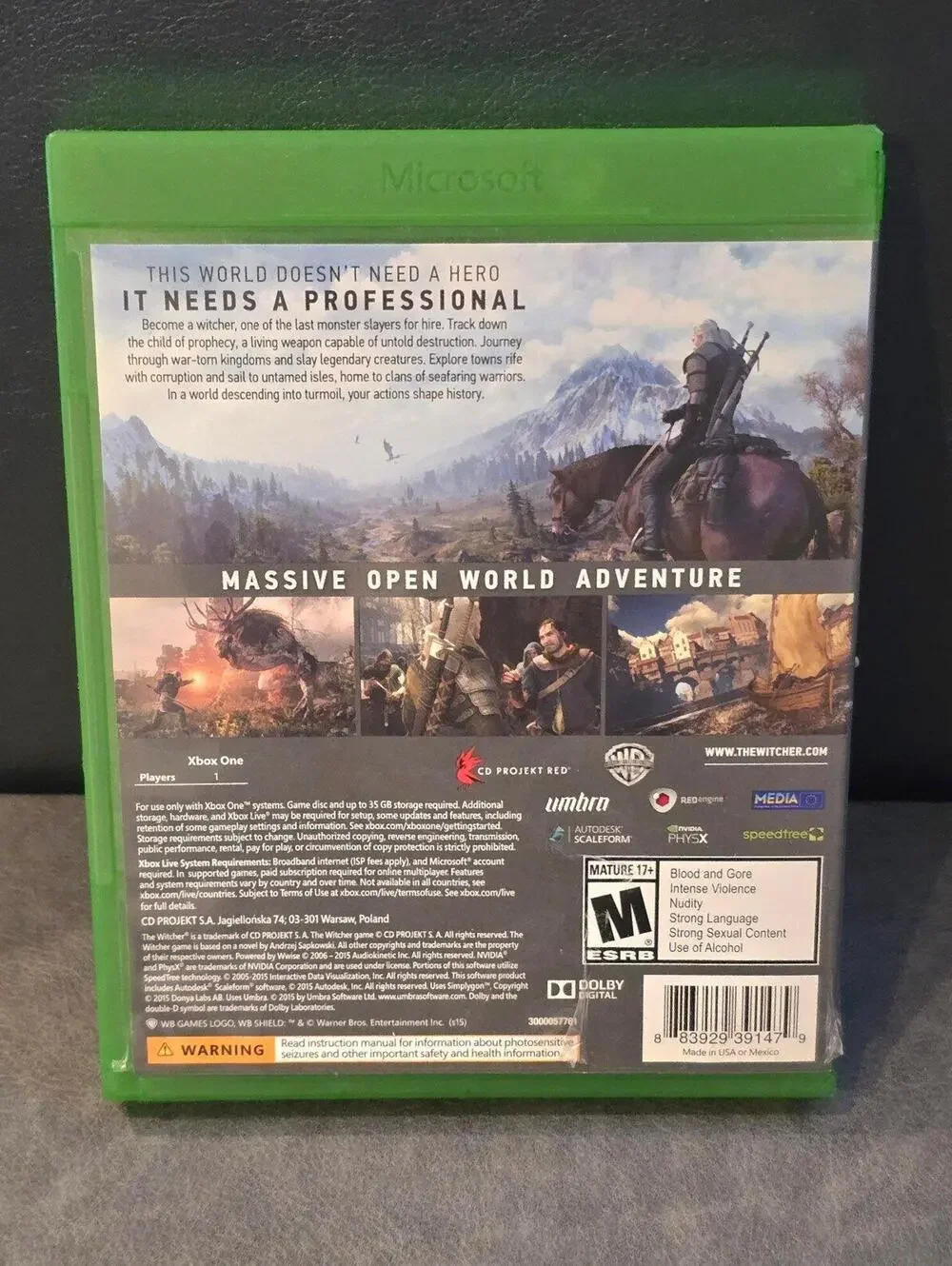 The Witcher Wild Hunt hunt XBox One Game